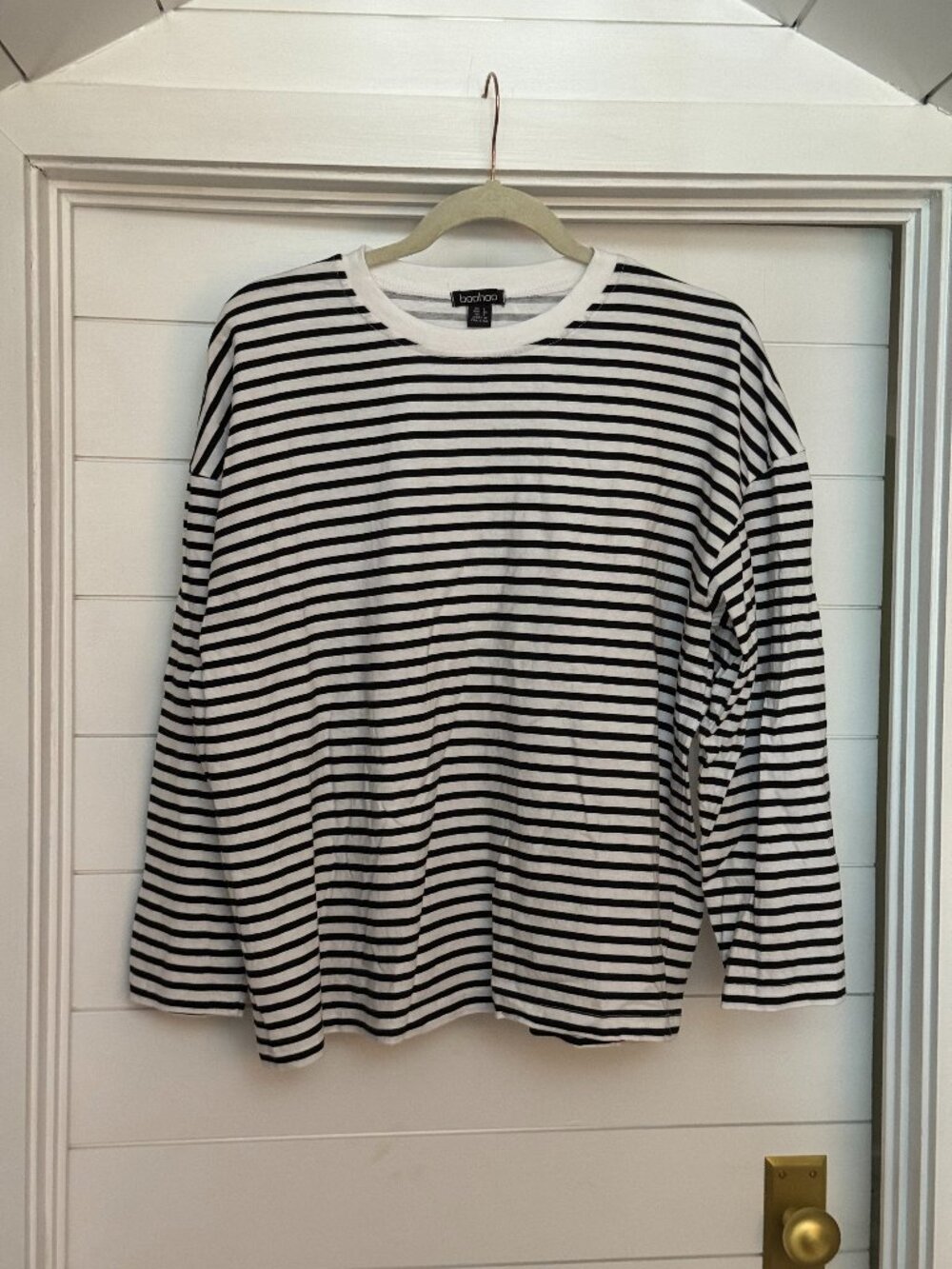 Boohoo Black & White Striped Longsleeve Top (4)